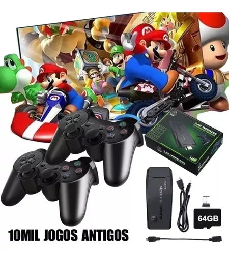 Video Game Stick Retrô 4K 2 Controles 10.000 Jogos