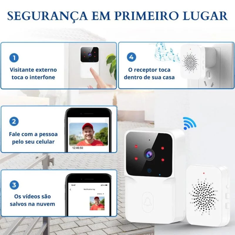 Campainha Wifi Eletrônica Sem Fio com Câmera