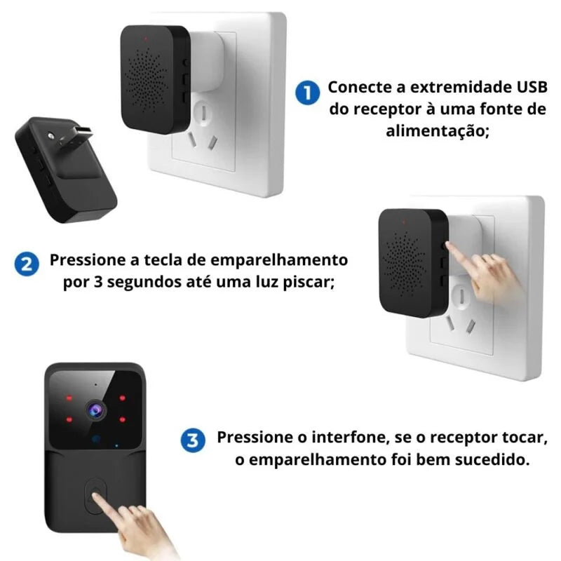 Campainha Wifi Eletrônica Sem Fio com Câmera