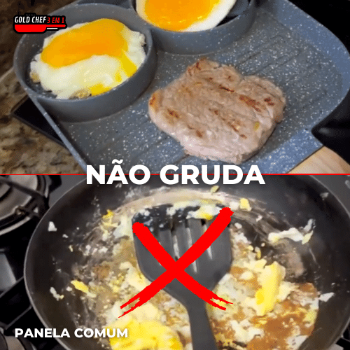 Frigideira Gold Chef 3 em 1 [NÃO GRUDA NADA]