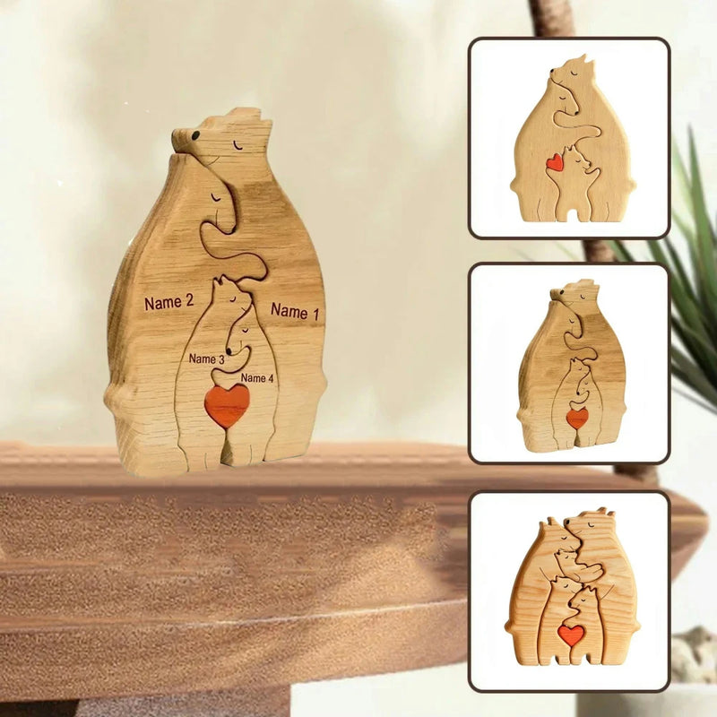 Ursos de Madeira Para Encaixar Personalizados Com Os Nomes da Sua Família WoodBear Love™