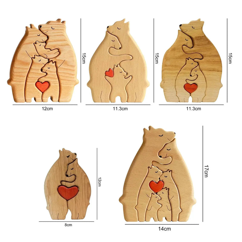 Ursos de Madeira Para Encaixar Personalizados Com Os Nomes da Sua Família WoodBear Love™