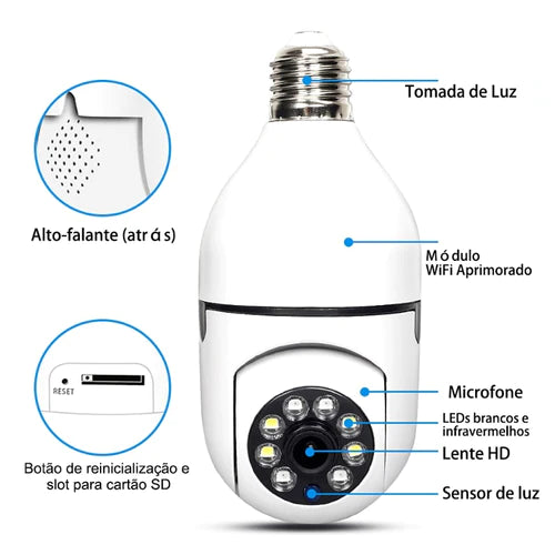 Câmera de Segurança Full HD Wi-Fi Inteligente 360 IP 5G