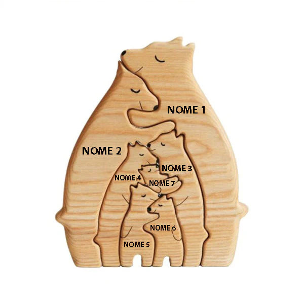 Ursos de Madeira Para Encaixar Personalizados Com Os Nomes da Sua Família WoodBear Love™