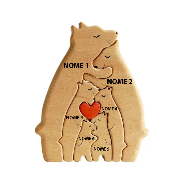 Ursos de Madeira Para Encaixar Personalizados Com Os Nomes da Sua Família WoodBear Love™