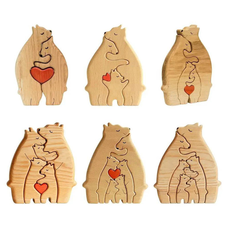 Ursos de Madeira Para Encaixar Personalizados Com Os Nomes da Sua Família WoodBear Love™